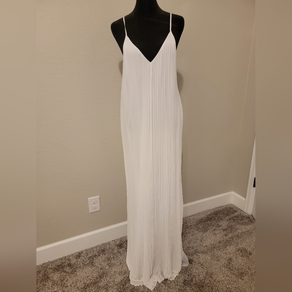 Express pleated white maxi dress NWOT